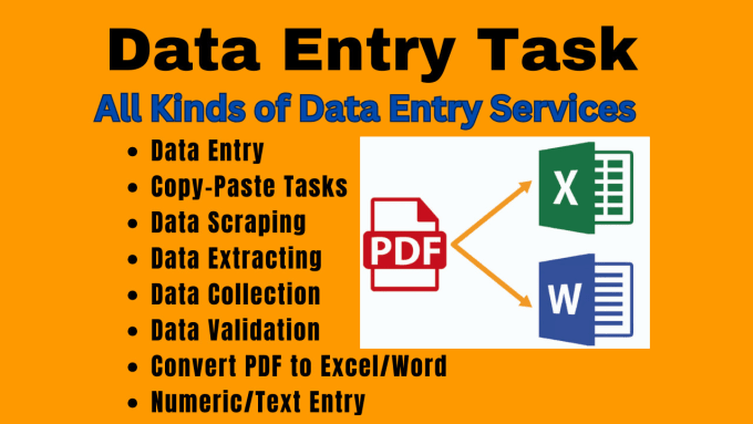 Gig Preview - Excel and google sheet data entry,copy paste,pdf to excel