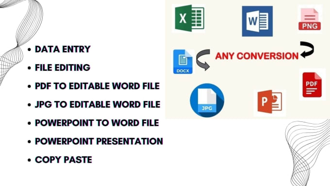 Gig Preview - Convert pdf to word excel powerpoint, typing services