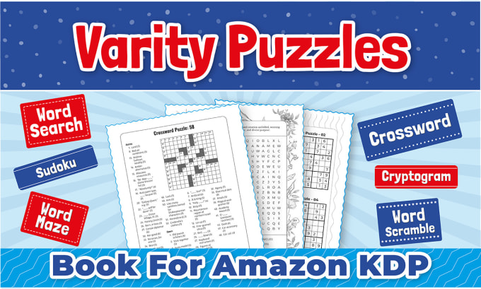 Gig Preview - Make word search, crossword, sudoku, cryptogram, maze puzzles amazon KDP