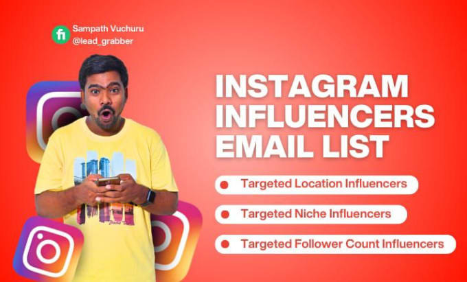 Gig Preview - Provide a targeted instagram influencer email list