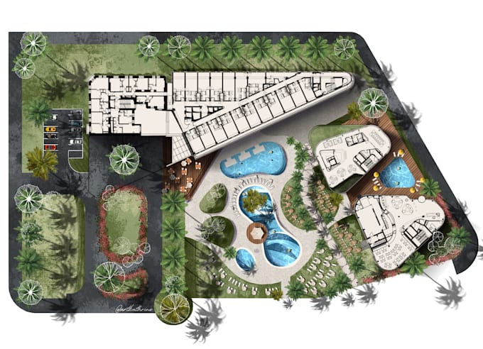 Gig Preview - Sketch a 2d colored site, landscape, architectural plan