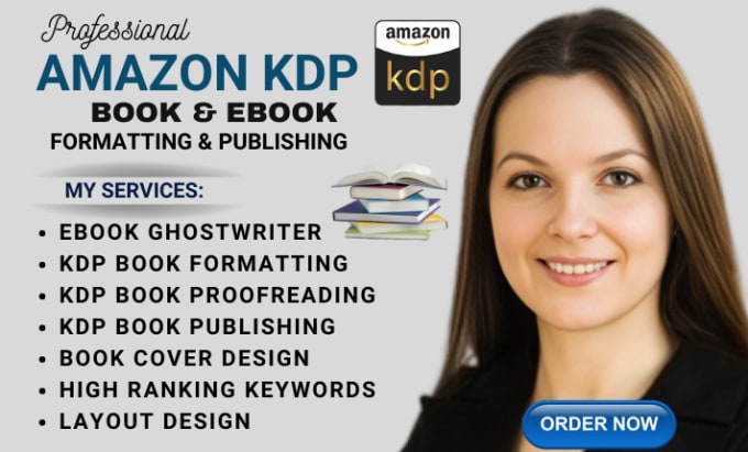 Gig Preview - Amazon kdp book publishing german kindle ebook ghost writer publish paperback