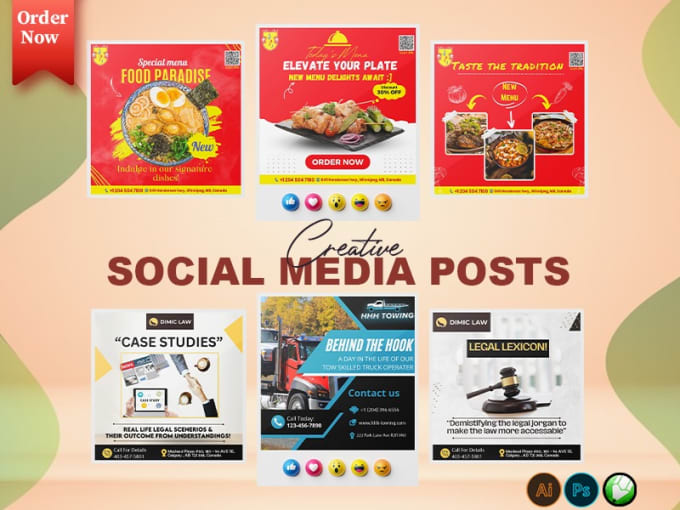 Gig Preview - Create social media, instagram post and food poster, food banner