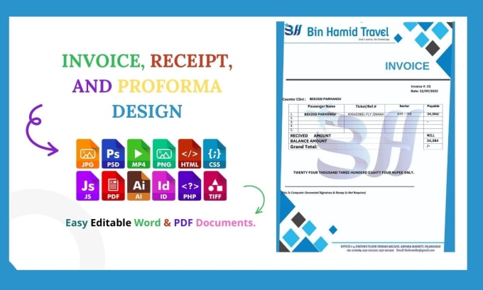 Gig Preview - Design excel invoice, receipt, quotation and proforma