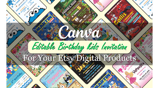 Gig Preview - Create editable birthday kid invitation using canva