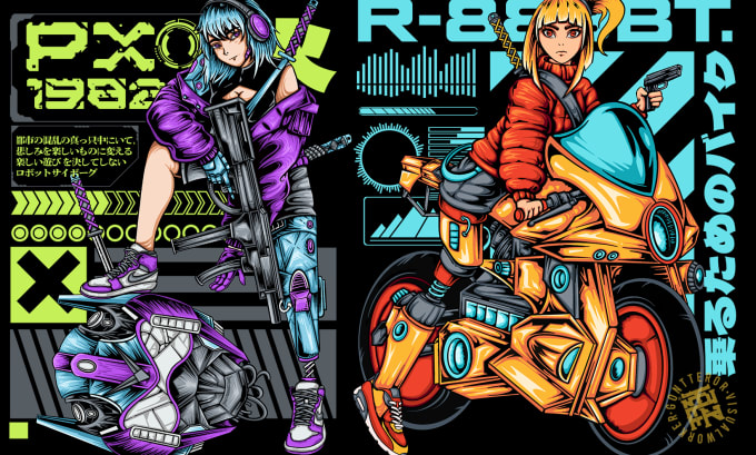 Gig Preview - Draw design for mecha , cyberpunk , and futuristic tshirt