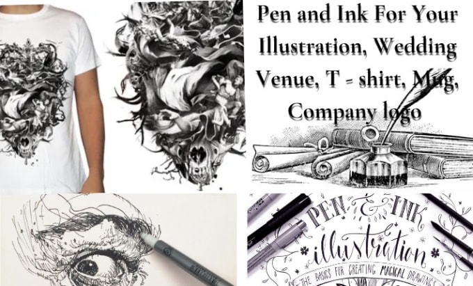 Gig Preview - Create pen and ink for your illustration wedding venue t shirt mug