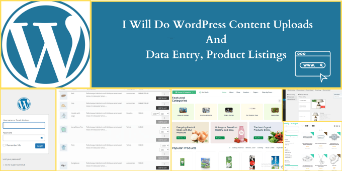 Gig Preview - Do wordpress content uploads and data entry, product listings