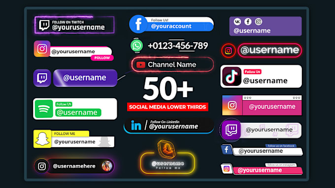 Gig Preview - Do animated social media lower thirds for youtube intro videos