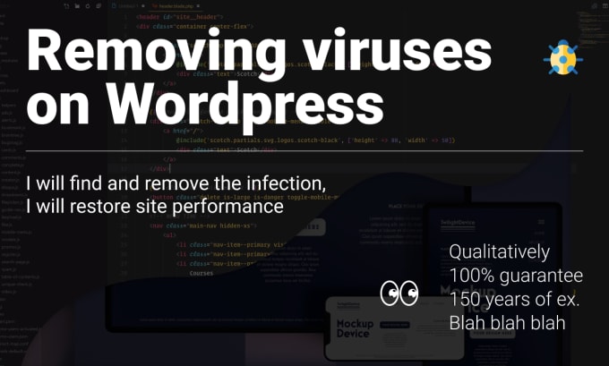 Gig Preview - Treatment, removal of viruses from sites on wordpress