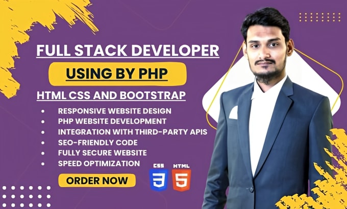 Gig Preview - Be your full stack web developer in PHP HTML CSS and bootstrap