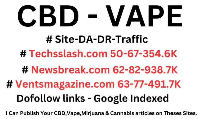 Gig Preview - Publish your cbd,vape article on high authority websites