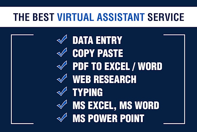 Gig Preview - Be your virtual assistant for data entry, copy paste, excel