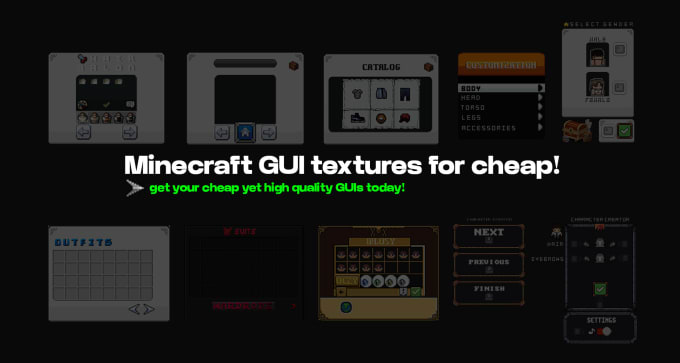 Gig Preview - Create a cheap minecraft gui texturepack