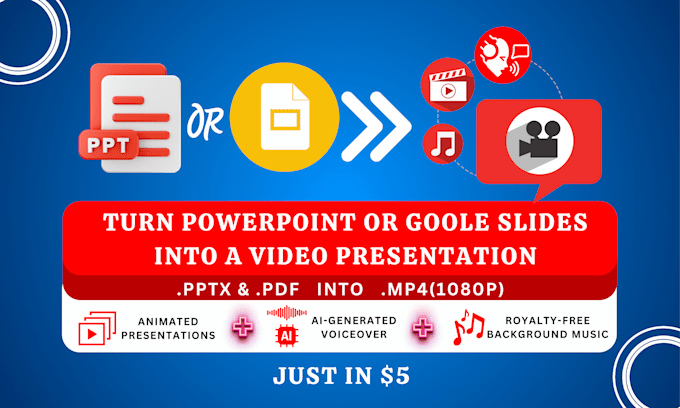 Bestseller - turn powerpoint or google slides into a video presentation