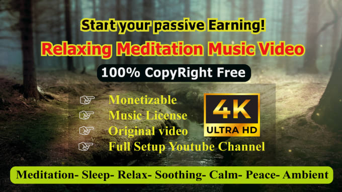 Gig Preview - Create youtube channel 50x1 hour meditation music videos