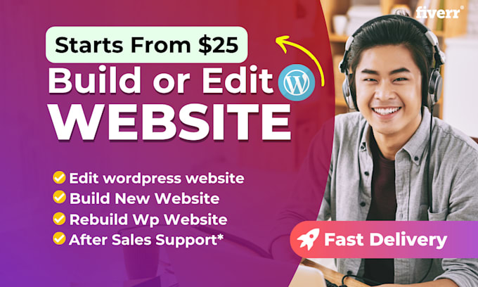 Gig Preview - Build, rebuild website or edit wordpress website, wordpress customization