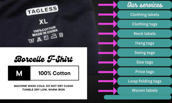 Gig Preview - Create neck tag hem tag hang tag fold loop tag and pricing labels