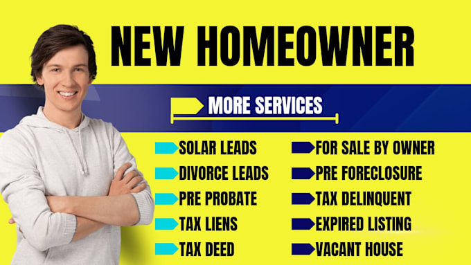 Gig Preview - Provide new homeowner solar leads zombie properties vacant home pre foreclosure