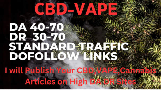 Gig Preview - Publish your vape,cbd article on high da DR standard traffic sites