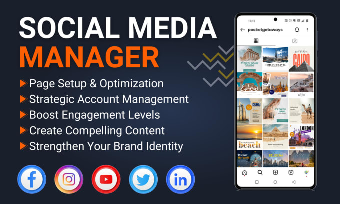 Gig Preview - Be your social media marketing manager and content creator