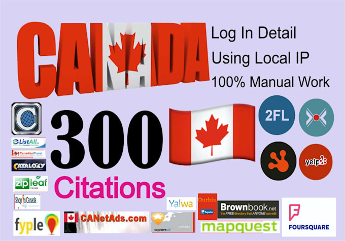 Gig Preview - Do top 300 canada local citations and directory submissions for local SEO