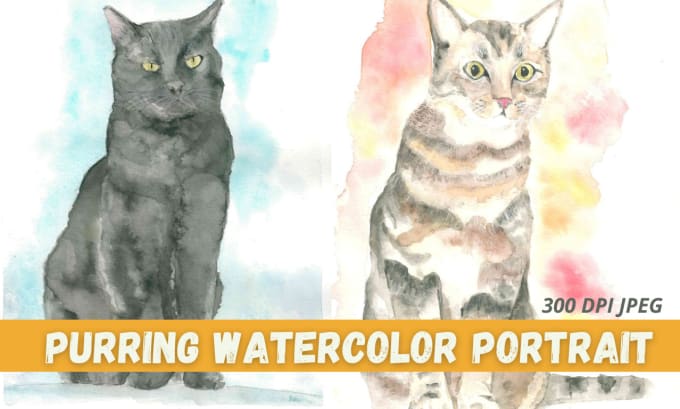 Gig Preview - Create a mesmerizing watercolor cat portrait