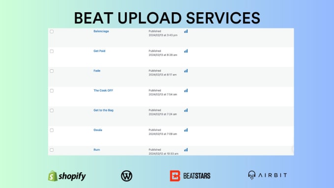 Gig Preview - Upload your products or beats to wordpress, shopify, beatstars