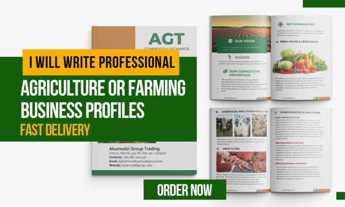 Gig Preview - Design agriculture or farming business profile or company profile