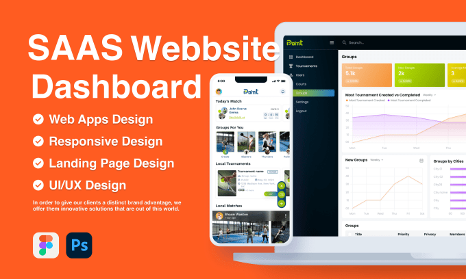 Gig Preview - Saas, dashboard design, responsive web apps UI UX design