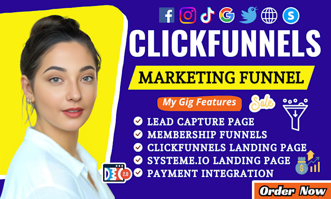 Gig Preview - Setup systeme io clickfunnels sales funnel landing page design in figma