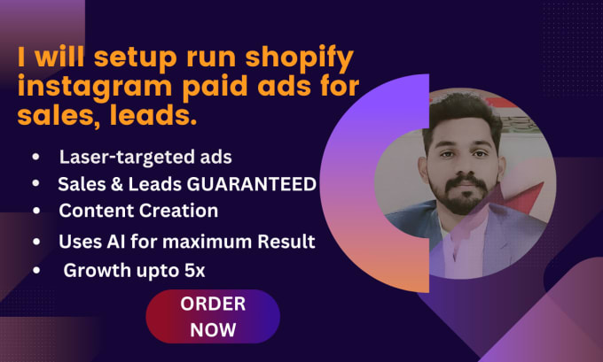 Gig Preview - Setup run shopify  instagram paid ads for sales, leads