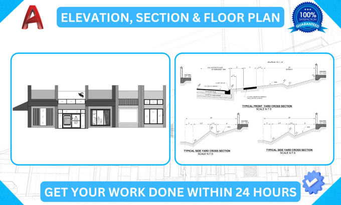 Gig Preview - Draw sections floor plans and elevations in autocad