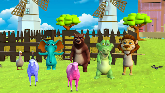 Gig Preview - Create 3d abc alphabet  kids rhymes 3d animals video  abc learning