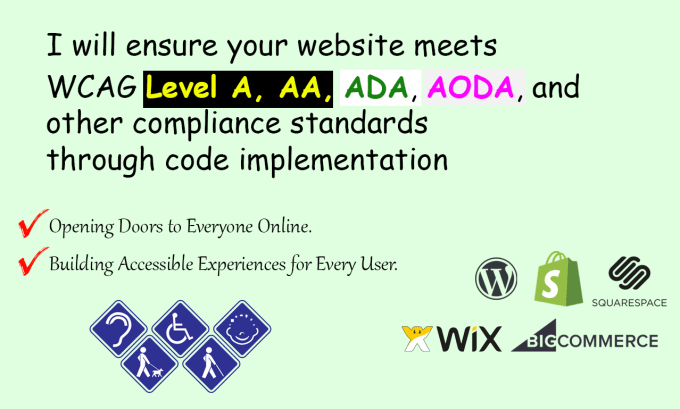 Gig Preview - Make your website wcag, ada, aoda compliance by code