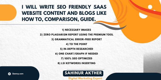 Gig Preview - Write SEO friendly saas website content and blogs like how to, comparison, guide