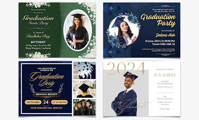 Gig Preview - Design modern graduation, wedding and party invitation, announcement card