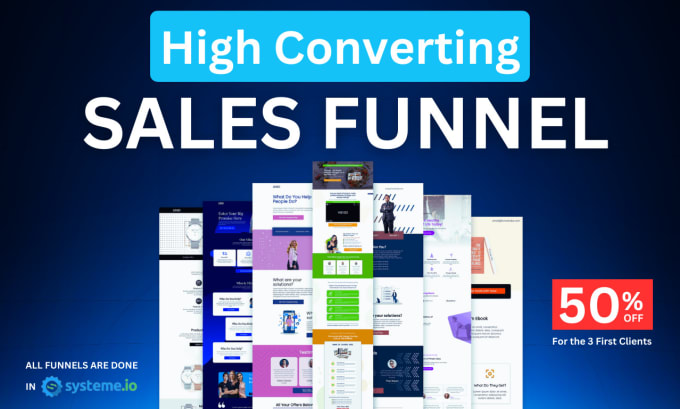 Gig Preview - Build systemeio sales funnel and systeme io landing page