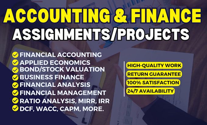 Gig Preview - Help you in accounting and finance assignment tasks, financial analysis