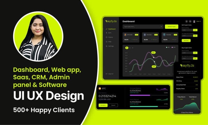 Gig Preview - Do web app, saas, CRM, admin panel, software and dashboard UI UX design