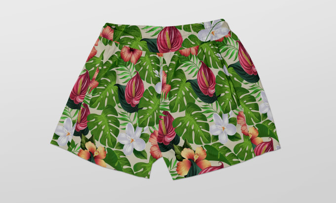 Gig Preview - Create a tropical floral pattern for boxer shorts printify ready