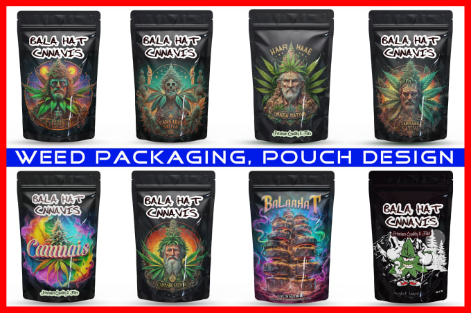 Gig Preview - Do cannabis packaging, weed, pouch, cbd, mylar bag design