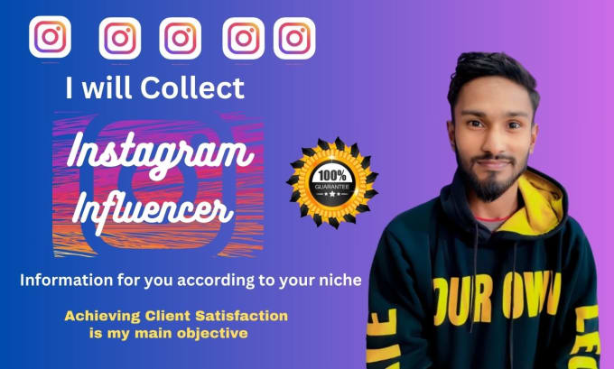 Gig Preview - Collect your instagram influencer information according to your niche