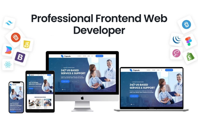 Gig Preview - Be your front end developer, web designer, html, css