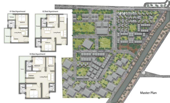 Gig Preview - Give your 2d master plan, architecture floor plan, and section a diagram look