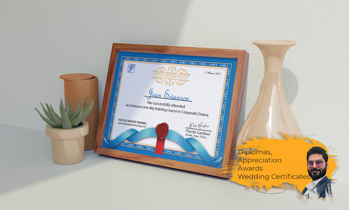 Gig Preview - Create custom certificates design for diplomas, appreciation, awards, weddings