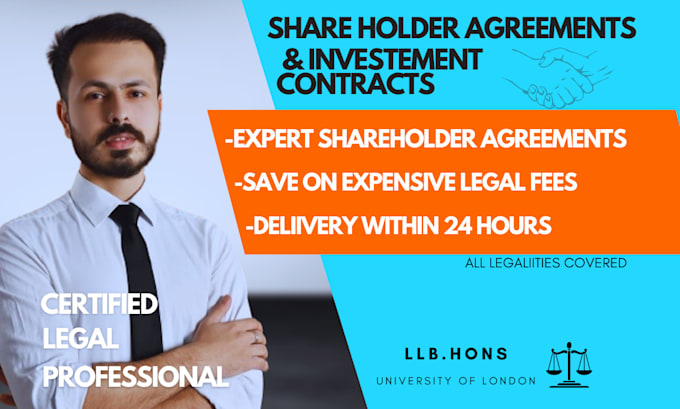 Gig Preview - Draft shareholder agreement or investment legal contract