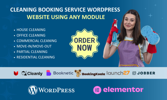 Gig Preview - Build cleaning booking service wordpress website using any module