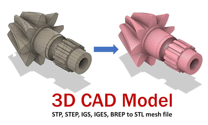 Gig Preview - Convert stl mesh dxf dwg and step file for 3d printing