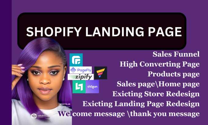 Gig Preview - Design shopify landing page with layhouthub gempages zipify  pagefly shogun zoho